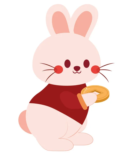 Chinese Bunny Illustration White — Stock Vector