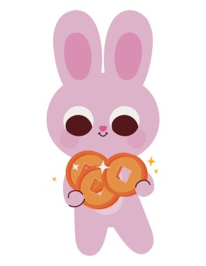 Bozuk paralı sevimli pembe tavşan.