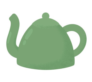 yeşil çaydanlık tasarımı beyaz üzerine