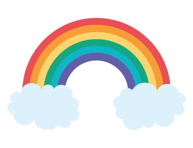 Bulutların üstünde beyaz gökkuşağı