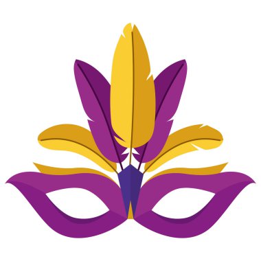 Beyaz üzerine mor parti maskesi