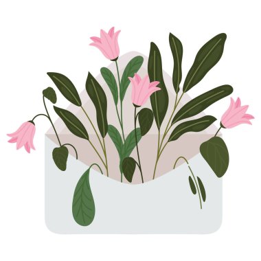 Beyaz yerine çiçek zarfı tasarımı