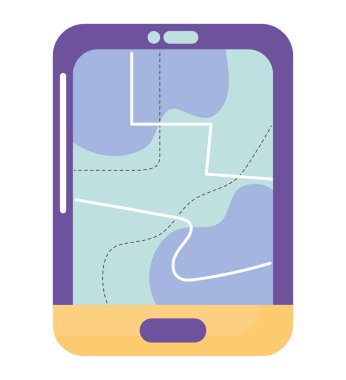 Haritalı mavi tablet illüstrasyonu