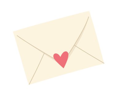 Kapalı aşk mektubu beyaz üzerine