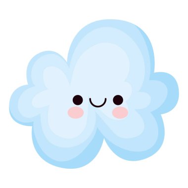 Kawaii beyaz üzerine bulut çizimi