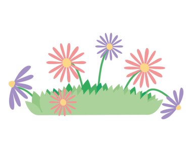 Bahar bahçesi tasarımı beyaz üzerine