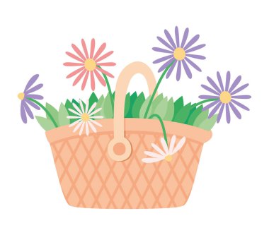 Bahar sepeti tasarımı beyaz üzerine