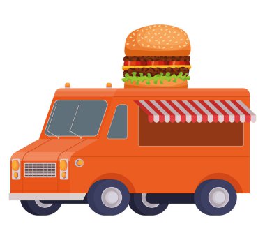 burger truck design over white
