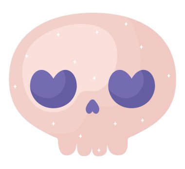 skull with heart eyes over white