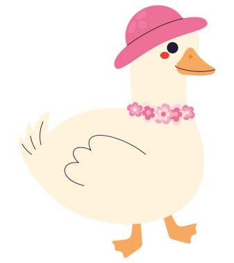 duck with a hat over white