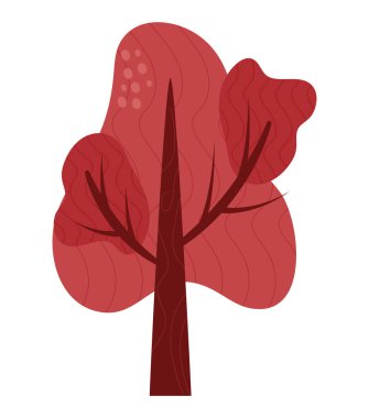 red autumn tree over white