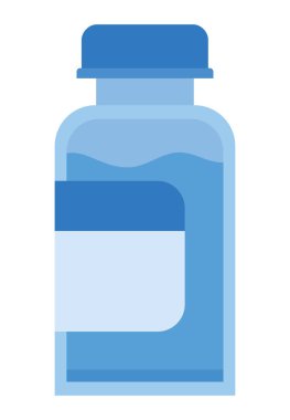 Mavi ilaç şişesi beyaz üzerine