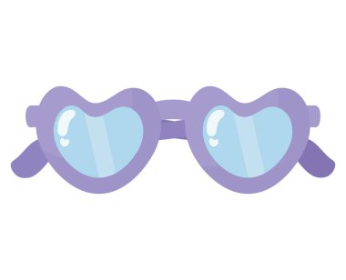 purple heart sunglasses over white