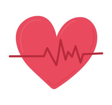 heart with heartbeat line over white