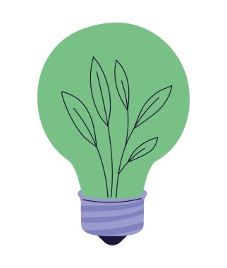 lightbulb with plants over white
