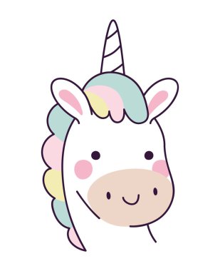 unicorn face design over white