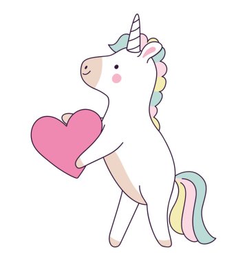 unicorn with a heart over white