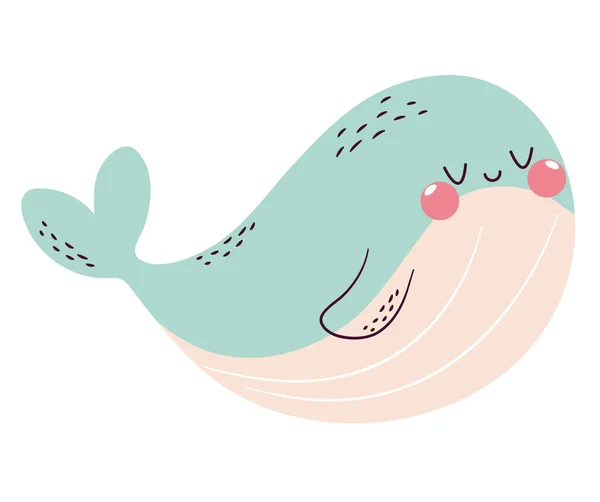 Flushed Blue Whale White — Stock Vector