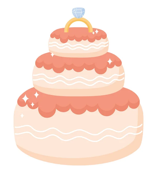 Wedding Cake Design White — Vetor de Stock
