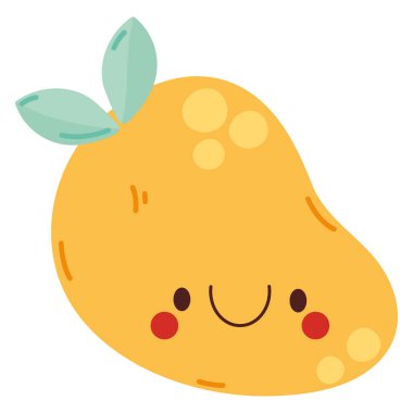 Beyaz üzerine kawaii mango tasarımı