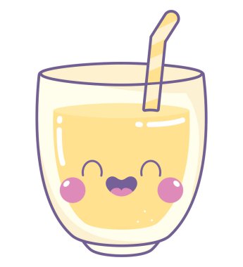 Beyaz üzerine kawaii cam bardak