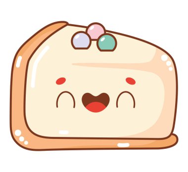 Beyaz üzerine kawaii keki dilimi