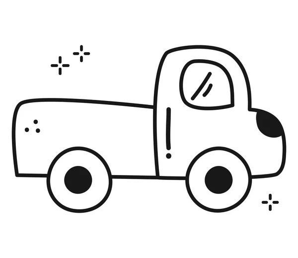 Camion Dessiné Main Sur Blanc — Image vectorielle
