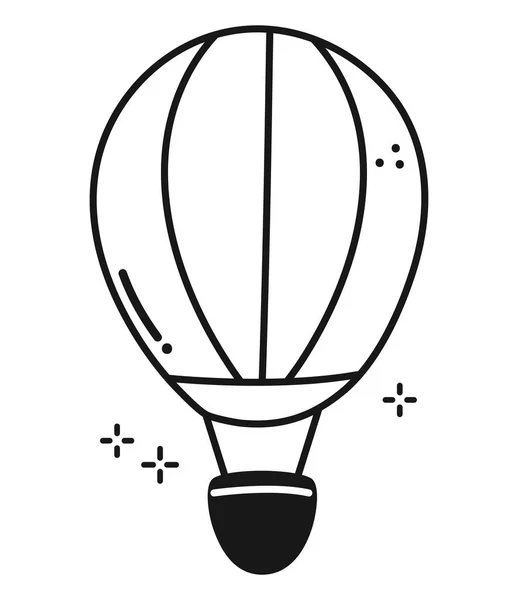 Ručně Kreslený Horkovzdušný Balón Přes Bílou — Stockový vektor