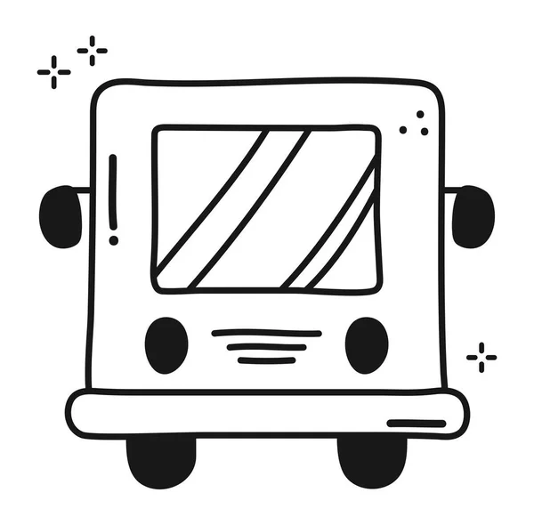 Handgezeichneter Frontbus Über Weiß — Stockvektor