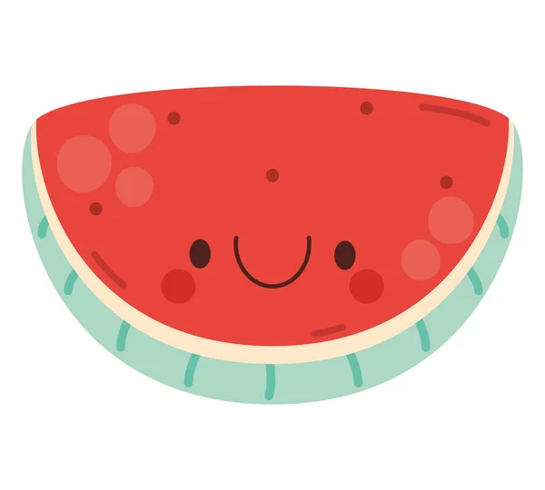 Desain Kawaii Watermelon Diatas Putih - Stok Vektor