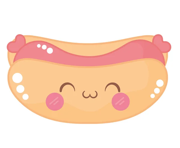 Hot Dog Kawaii Sur Blanc — Image vectorielle