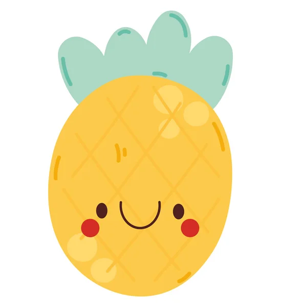 Kawaii Pineapple Design White — 图库矢量图片