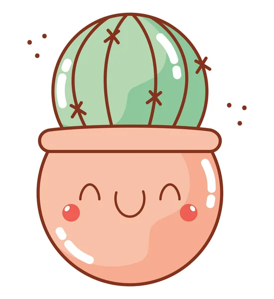 Kawaii Conception Cactus Pot Sur Blanc — Image vectorielle