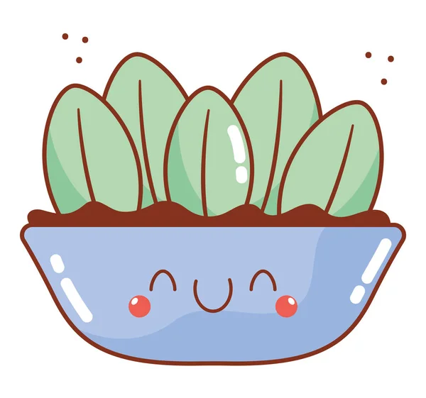 Smiling Potted Plant White — Stock Vector