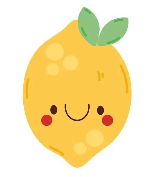 Kawaii黄色柠檬盖过白色 — 图库矢量图片