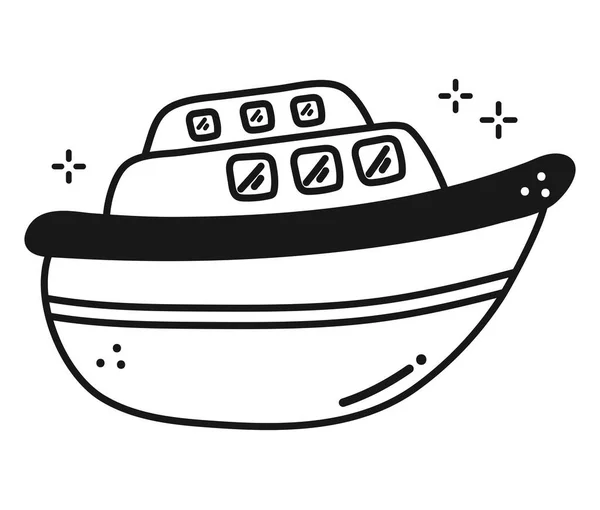Нарисованная Вручную Яхта Над Белым — стоковый вектор