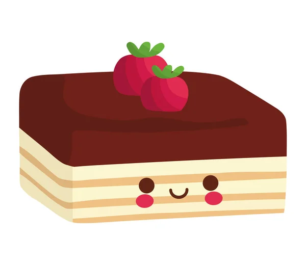 Γλυκό Cupcakes Φράουλα Φρέσκα Φρούτα Πάνω Από Λευκό — Διανυσματικό Αρχείο