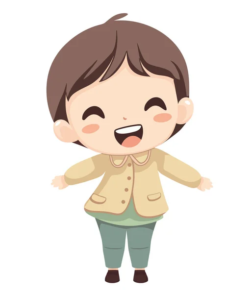 Cheerful Boy Laughing Looking Cute White — Stock Vector