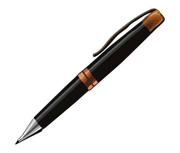 Металлическая Шариковая Ручка Поверх Белого — стоковый вектор