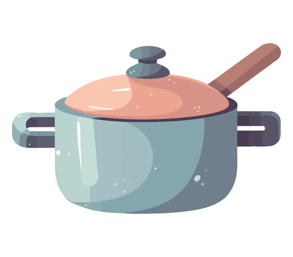 Кухонне Начиння Кипить Суп Плиті Над Білим — стоковий вектор