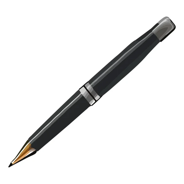 Черная Шариковая Ручка Острым Металлическим Кончиком Поверх Белого — стоковый вектор