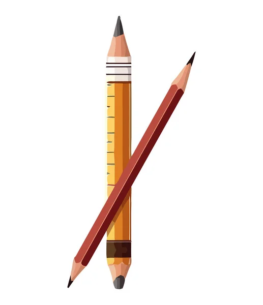 Gelber Und Roter Bleistift Über Weiß — Stockvektor