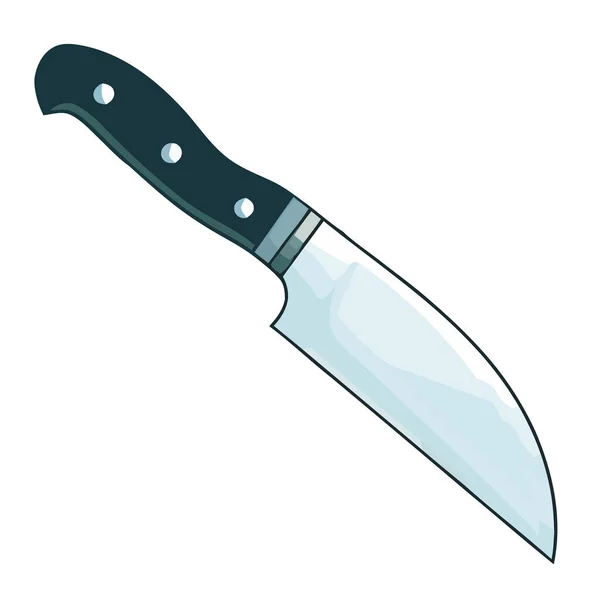 锋利的钢刀金属柄厨房刀架在白色之上 — 图库矢量图片