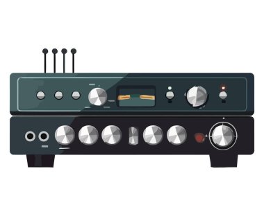 Analog müzik kutusu sembolü beyaz üzerine stereo tasarımı