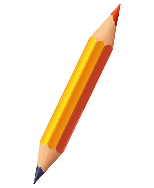 白い上に黄色の多色鉛筆イラスト — ストックベクタ