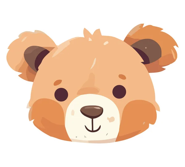 Милий Пухнастий Плюшевий Ведмедик Іграшка Обличчя Над Білим — стоковий вектор