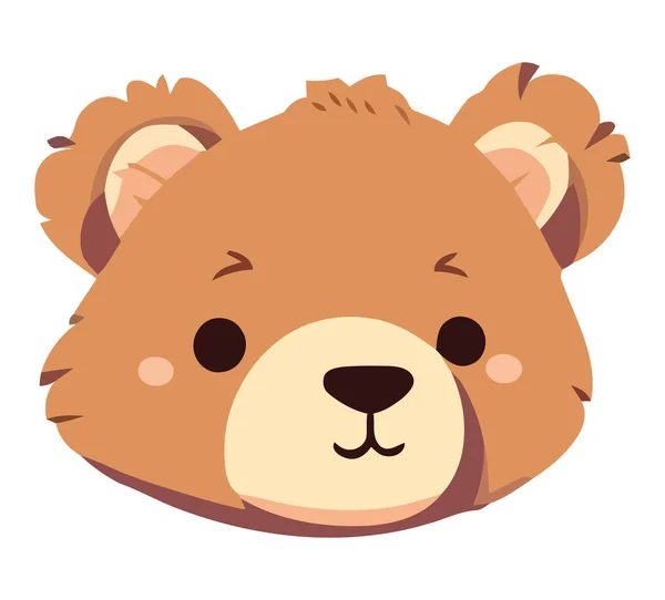 Niedlichen Teddybär Spielzeug Gesicht Über Weiß — Stockvektor