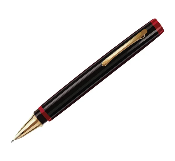 Γυαλιστερό Μαύρο Στυλό Πάνω Από Λευκό — Διανυσματικό Αρχείο