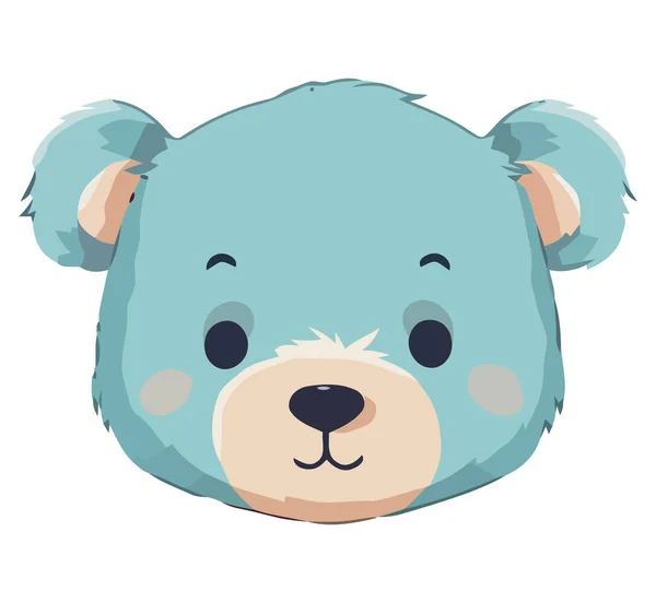 Blue Teddy Bear Toy Face Illustration White — Stock Vector