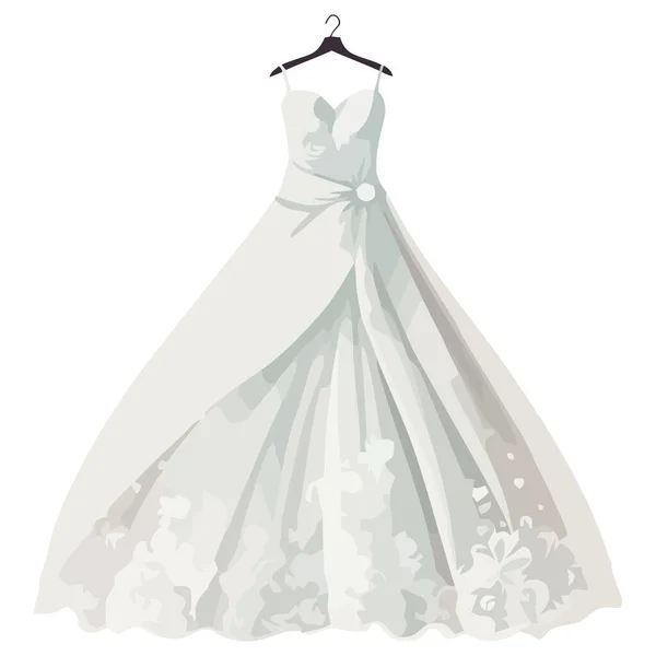 Vestido Noiva Ilustração Sobre Branco — Vetor de Stock